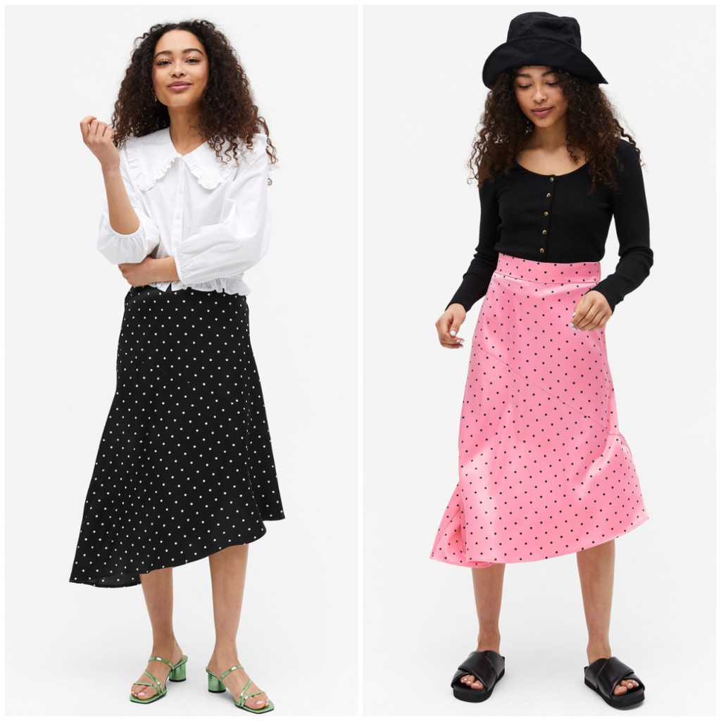 MONKI Satin Midi Skirt Wanita Original