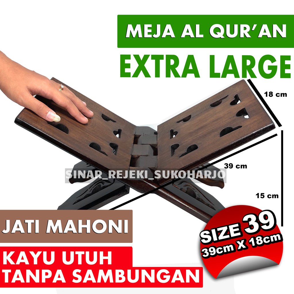 Rekal Tatakan Al Quran Kayu Jati Mahoni Meja Lipat Al Quran Lebar 18 Cm Penyangga Al Quran