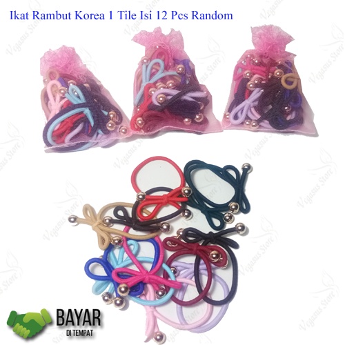 Set 12 Pcs Ikat Rambut Korea Elastic Rubber Band Ikat/kuncir rambut set Isi 12-Vegasus Store (COD)