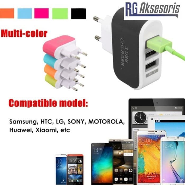 BATOK CHARGER 3 USB / ADAPTER 3USB / COLOKAN KEPALA CAS / SAMSUNG