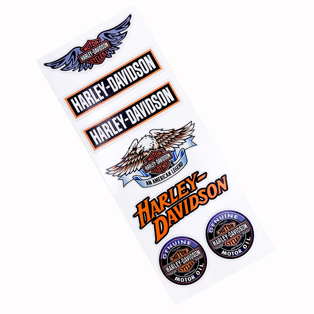 Stiker Vinyl Reflektif Motif Harley Davidson Warna Biru Untuk Fender Samping Motor / Sepeda / Yamaha / Honda / Suzuki / Kawasaki