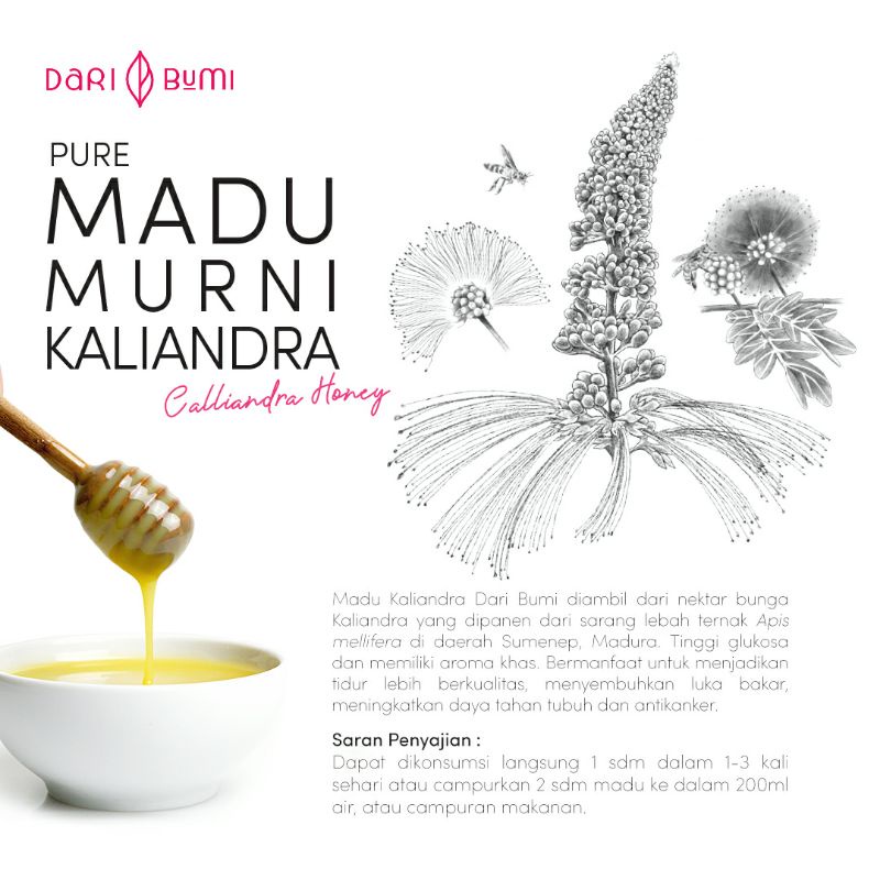 Madu Murni Kaliandra 350 gram (250 ml) daribumi / Kaliandra Pure Honey Dari Bumi