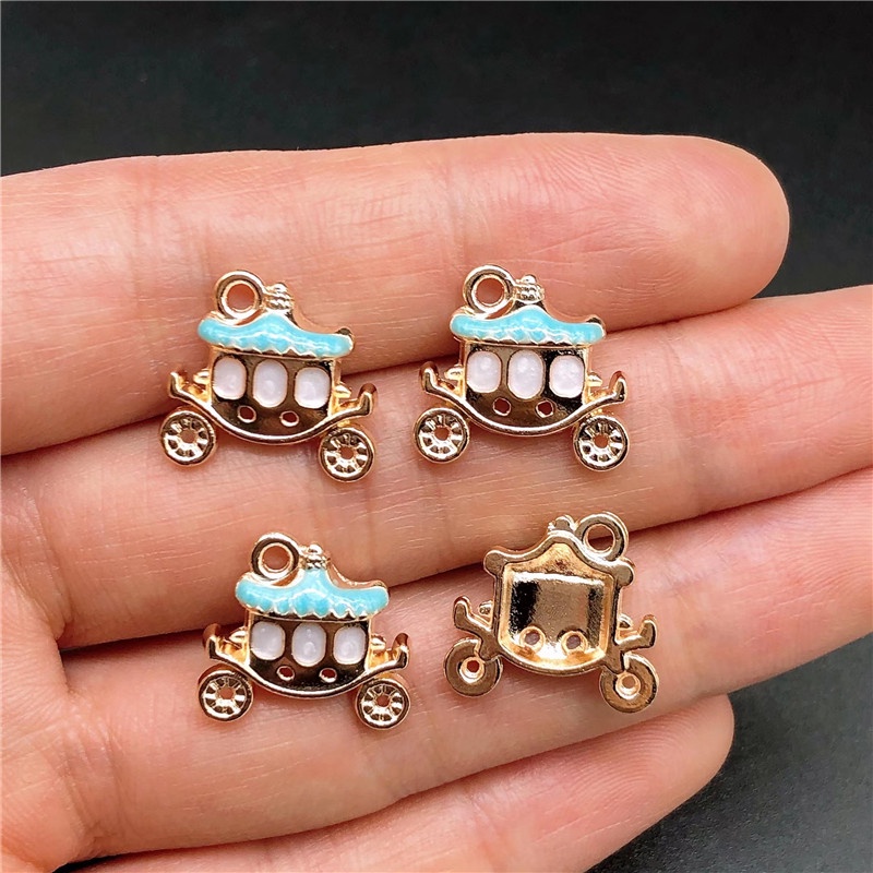 4pcs Liontin Enamel Bentuk Labu Mobil Bahan Alloy Charms