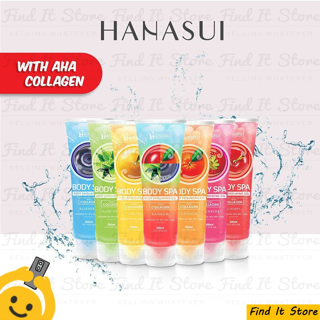 Hanasui Body Spa Exfoliating Gel with AHA Collagen 300ml Perontok Daki Bolot Kulit Mati