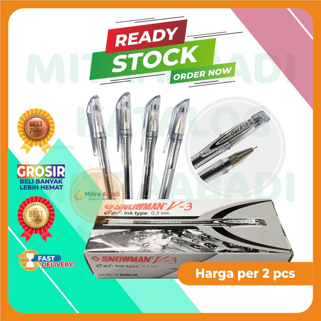 

(2PCS) PULPEN BOLPEN BOLPOINT GEL PEN SNOWMAN V3 0.5