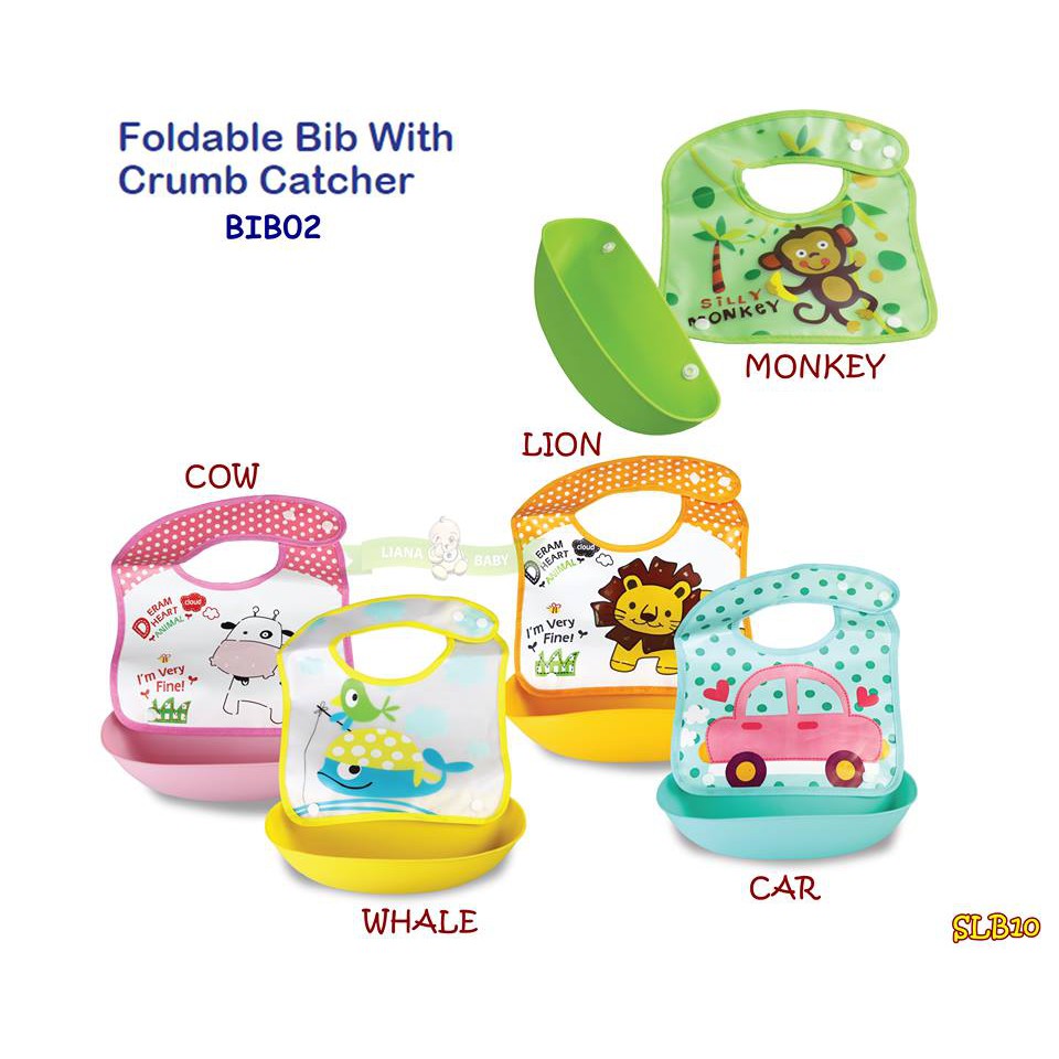 SLB10 SLABER BABY SAFE BIB02 FOLDABLE BIB WITH CRUMB CATCHER CELEMEK BAYI