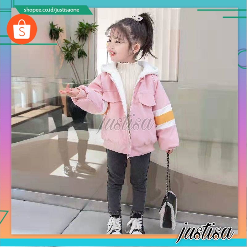 Promo !! Jacket anak cewek / jacket ziper smile text import ukuran 5-12tahun (hijau, pink)