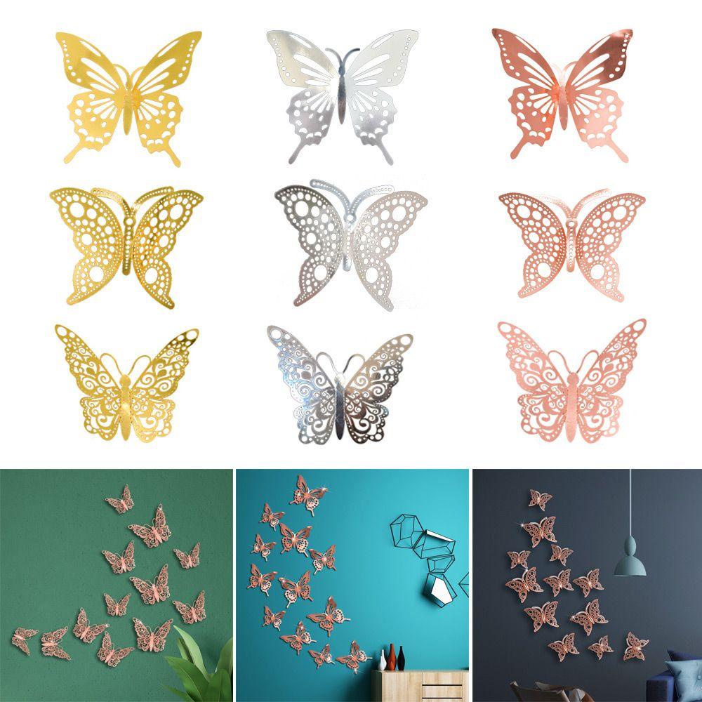R-flower 12pcs/set 3D Butterfly Stiker Hadiah Pernikahan Nikmat Perlengkapan Pesta Wall Art