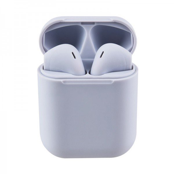 I12 Macaron TWS Headset Earphone Bluetooth Wireless Extra Bass Up to BT 5.0-Gray/Abu abu