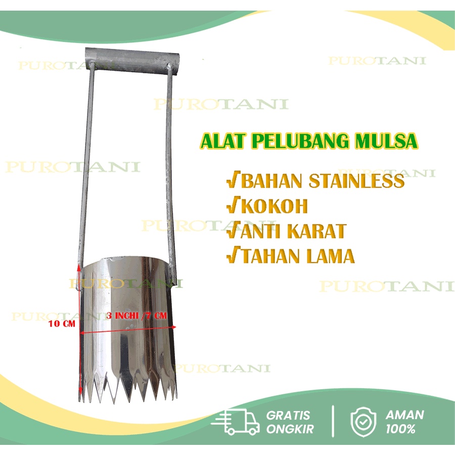 Alat pelubang Plastik Mulsa Diameter 3 inchi Pembolong Mulsa Manual Besi