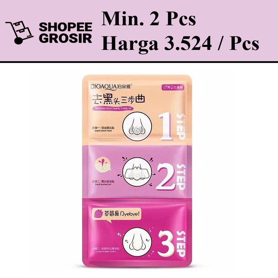[ Beauty Store ]  3 STEP IN 1 BLACK HEAD MASK / BIOAQUA MASKER KOMEDO SACHET 3Step