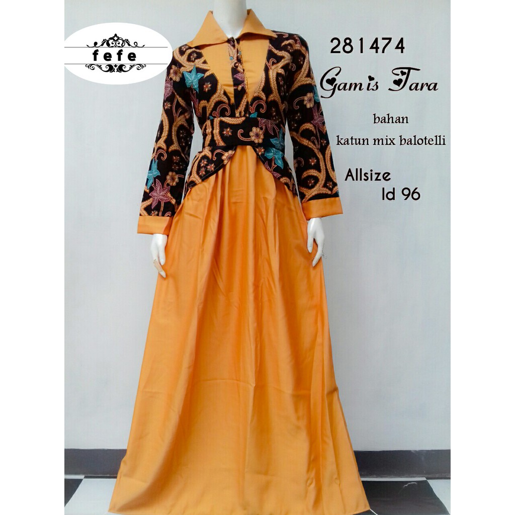 BAJU BATIK WANITA MODEL GAMIS KATUN MIX BALOTELLY TERBARU GAMIS TARA