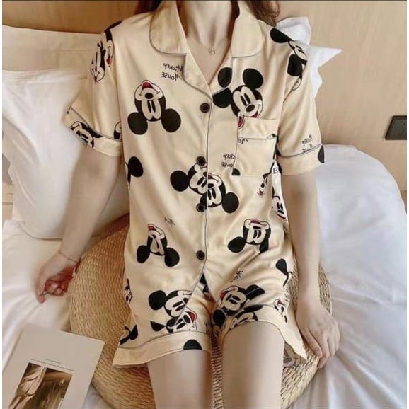 baju tidur import / hotpans dewasa / pakaian tidur / daster /piyama kerah kancing celana pendek