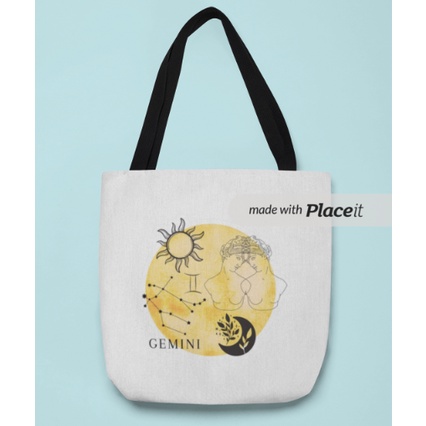 Tote Bag Kanvas Gemini Sun Zodiac Constellation