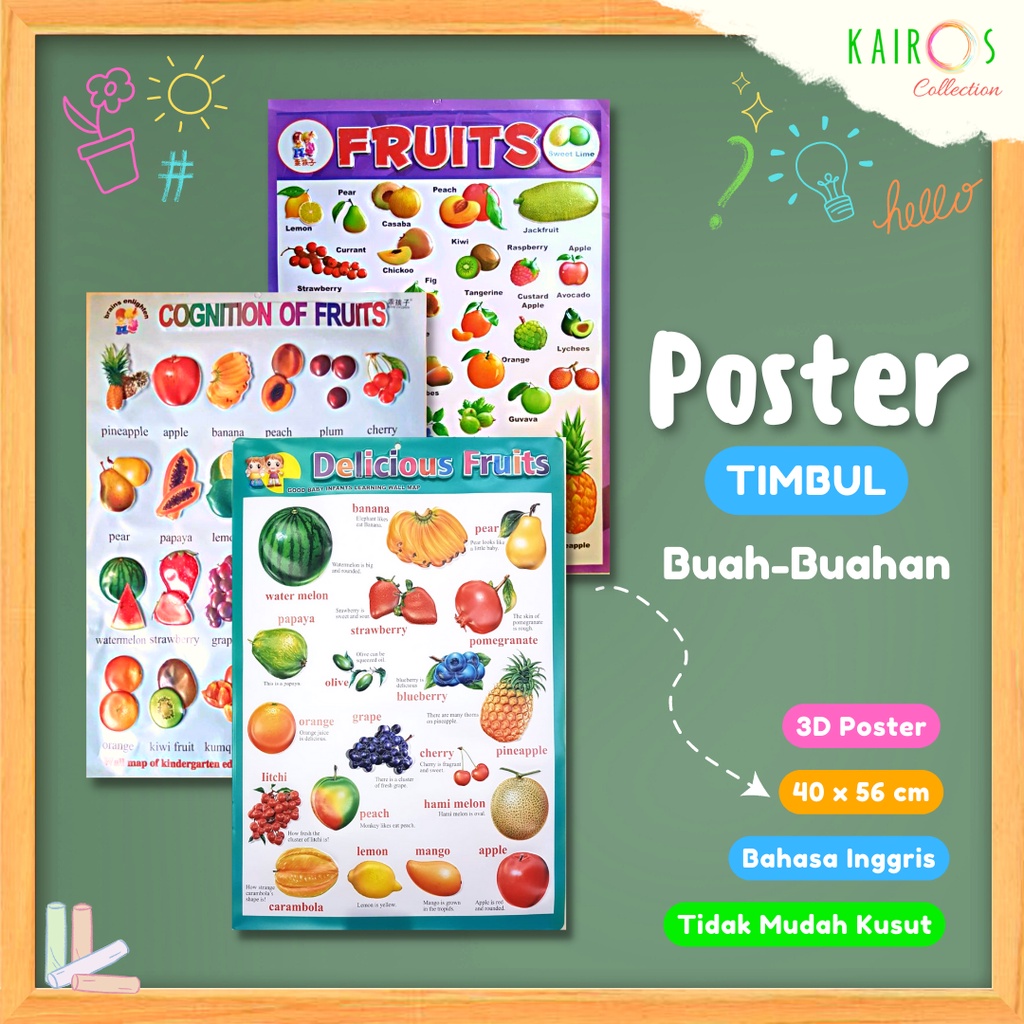 Poster Dinding Edukasi Anak Timbul Aneka Motif Random