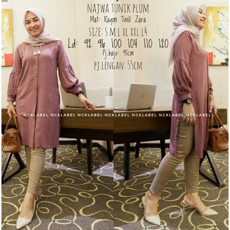 Najwa Tunik Bahan Rayon Twill Zara Original By NCK LABEL [READY STOCK]