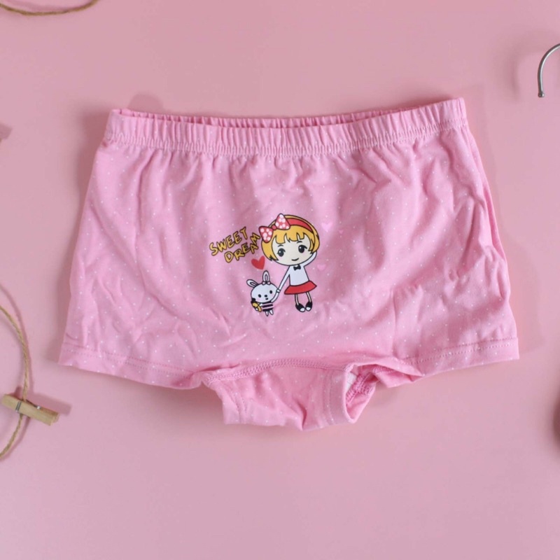 SET Celana Dalam Anak Segiempat Bahan Katun Import Premium isi 4 Free Box Lucu Boxer Anak Perempuan Murah Celana Dalam Anak Perempuan Lucu