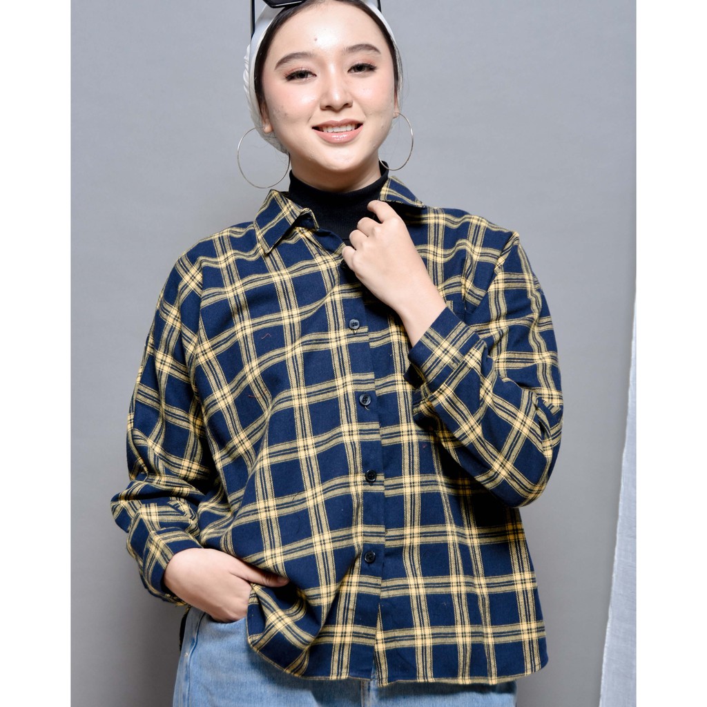 KEMEJA BOYFRIEND KOREA OVERSIZE OMBRE FLANEL PREMIUM SHIRT B341-Motif 15