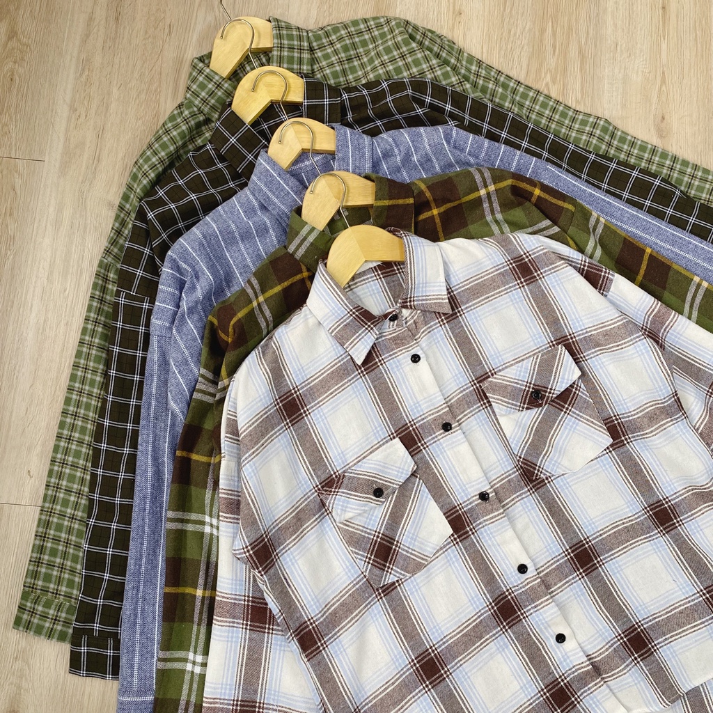 KEMEJA BLOUSE OVERSIZE FEBBY FLANEL DAILY OFFICE SHIRT PREMIUM B409
