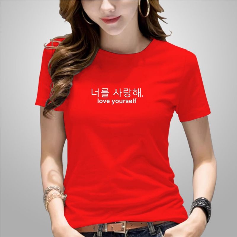 atasan wanita LOVE YOURSELF baju oblong wanita kaos wanita kaos terbaru kaos murah kaos jumbo kaos hitam kaos putih atasan korea baju motif tulisan korea kaos gambar kaos xxl xxxl oversize  kaos katun baju katun