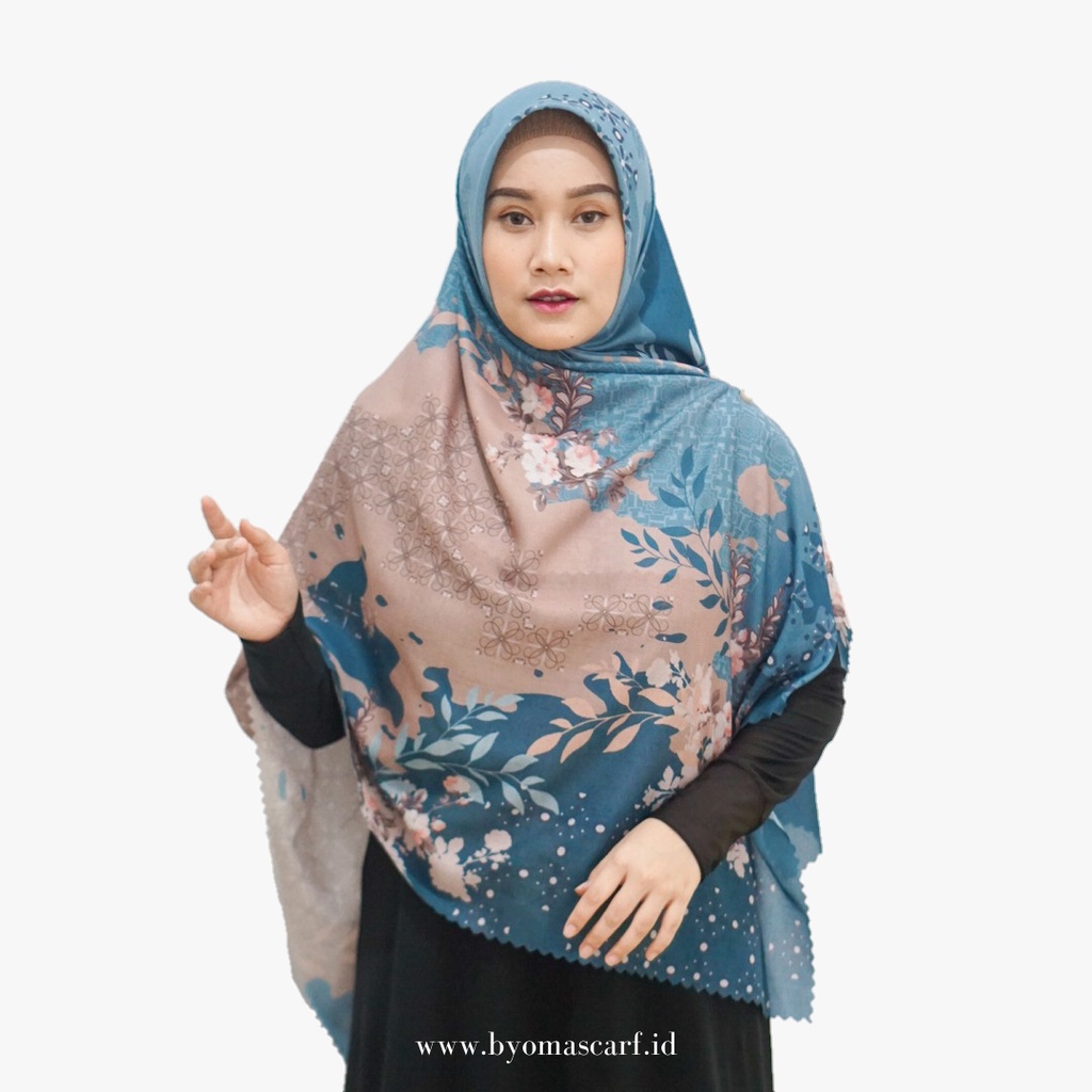 Hijab Voal Pirinting Lasercut Jilbab Syari Segiempat Premium Ultrafine Sprayrose Sapphire 140x140cm