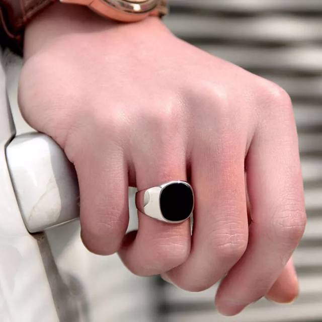 COD!! Cincin Flat Batu Black Onyx