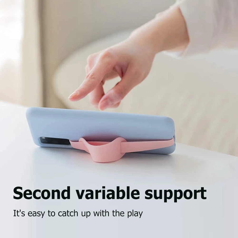 1pc Strap Holder Handphone Universal Bahan Silikon Elastis Anti Jatuh