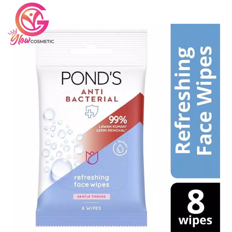 POND'S ANTI BACTERIAL REFRESHING FACE WIPES GENTLE TISSUES 8 WIPES / N012386