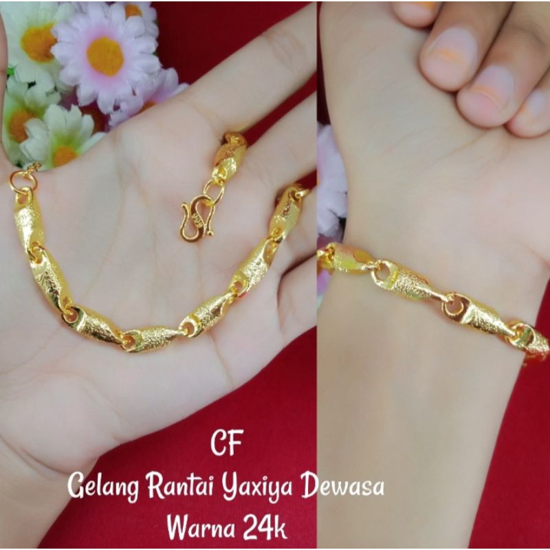 gelang padi pasir lapis emas 24k