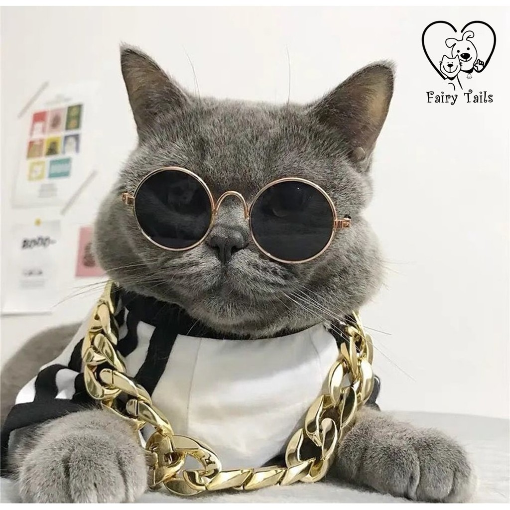 Rantai Kucing Anjing Kostum Cosplay Anabul Anjing Kucing Kalung Rantai Emas Swag Fashionable | Pet Gold Chain Necklace