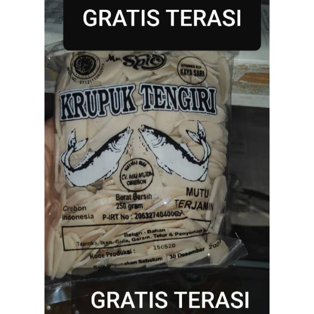 

KRUPUK TENGIRI 250 GRAM OLEH OLEH KHAS CIREBON GRATIS terasi