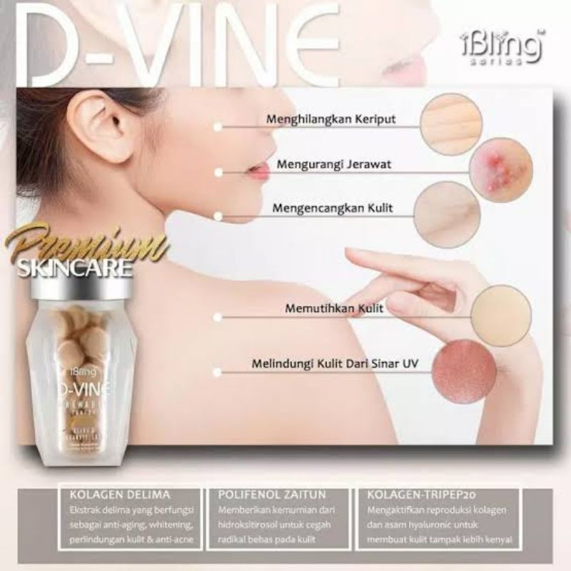 d vine collagen original 100% ori Eceran 30 Butir Harga 240.000