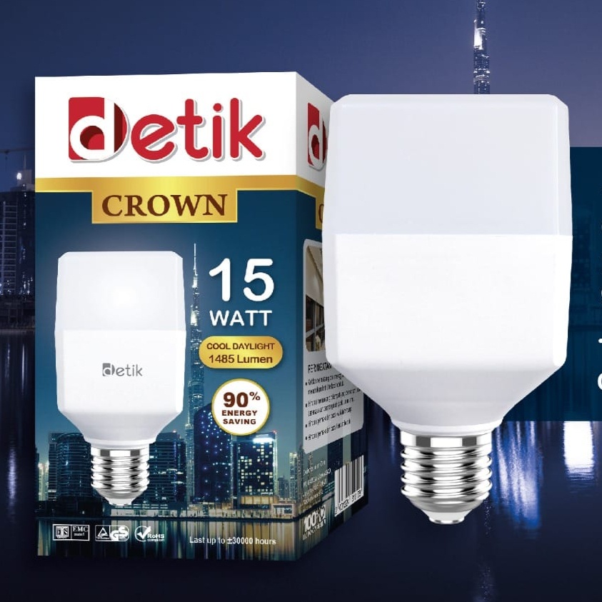 Detik Crown Lampu LED Bulb Kotak 15 Watt - Cahaya Putih