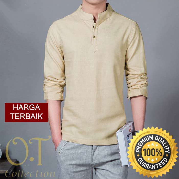 BAJU KOKO PRIA LENGAN PANJANG / BAJU KOKO LENGAN PANJANG / BAJU KOKO WARNA CREAM kokohamish cream OT