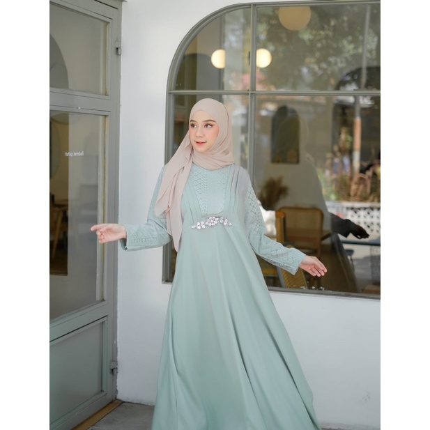 IRINA DRESS GAMIS BROKAT MIX SWAROVSKI GAMIS LEBARAN SIMPLE
