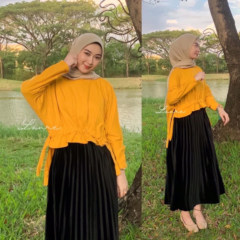 Kawa Blouse by Lanre - blouse serut blus murah kaos cewek top serut