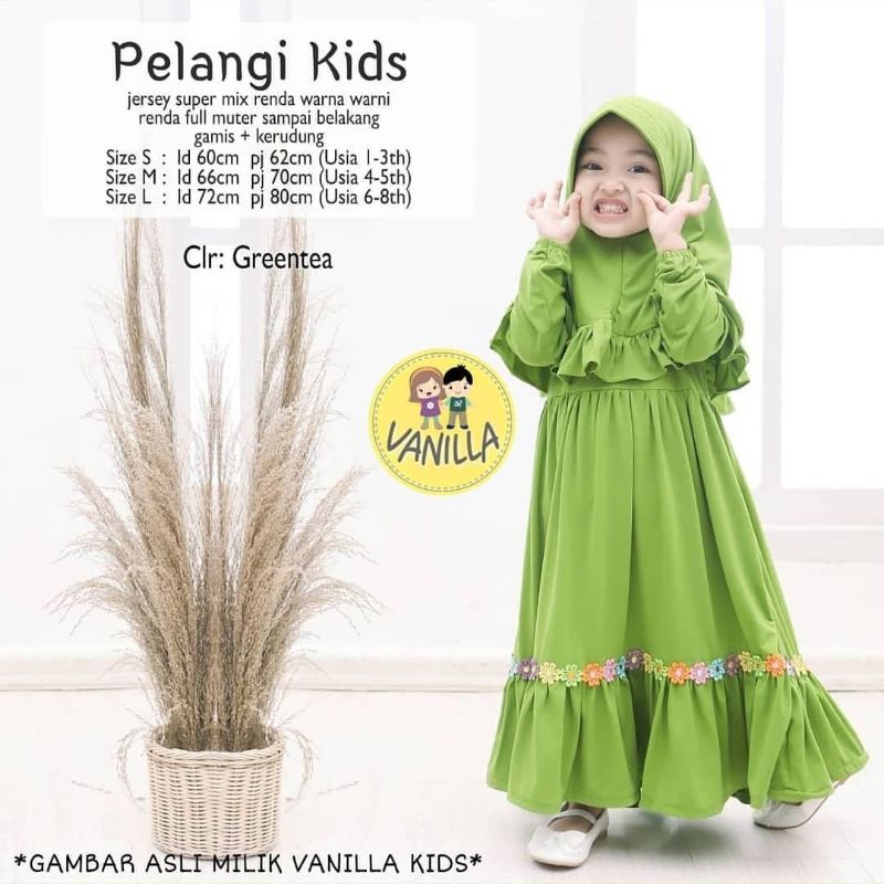 setelan hijab anak one set gamis anak jilbab anak pelangi kifd