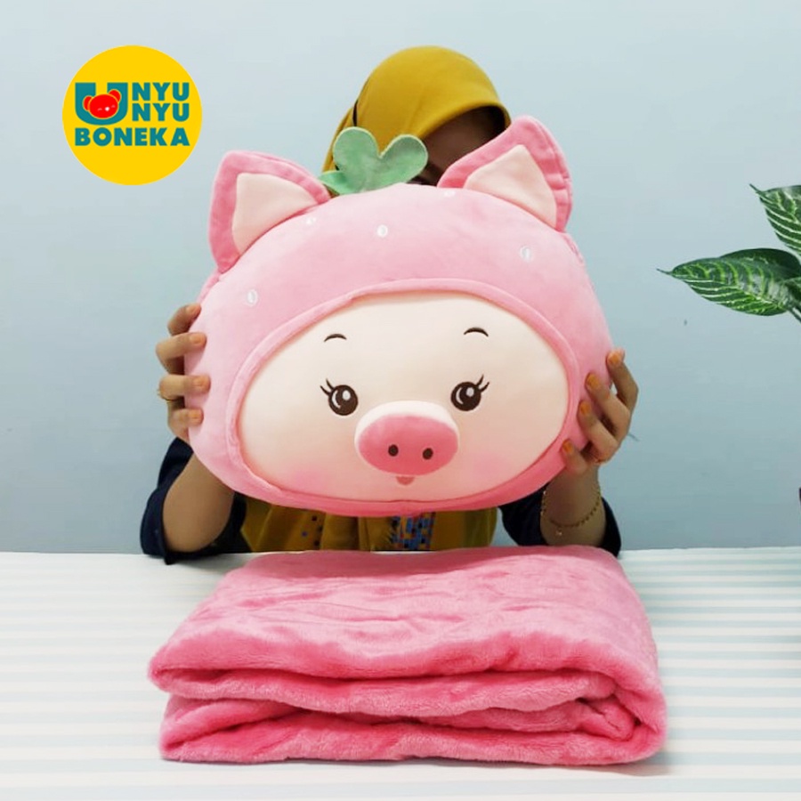 Bantal selimut balmut Impor boneka tiger panda fruit pig kelinci babi bantal sandaran kursi