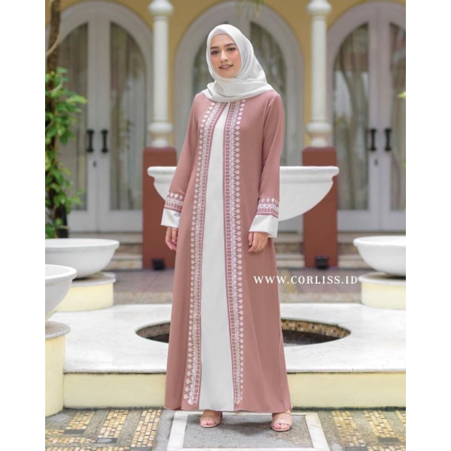 DUBAI ABAYA DRESS Baju Gamis Wanita  Terbaru 2022 Gamis TURKI moscrepe mix bordir L XL XXL 3XL 4XL