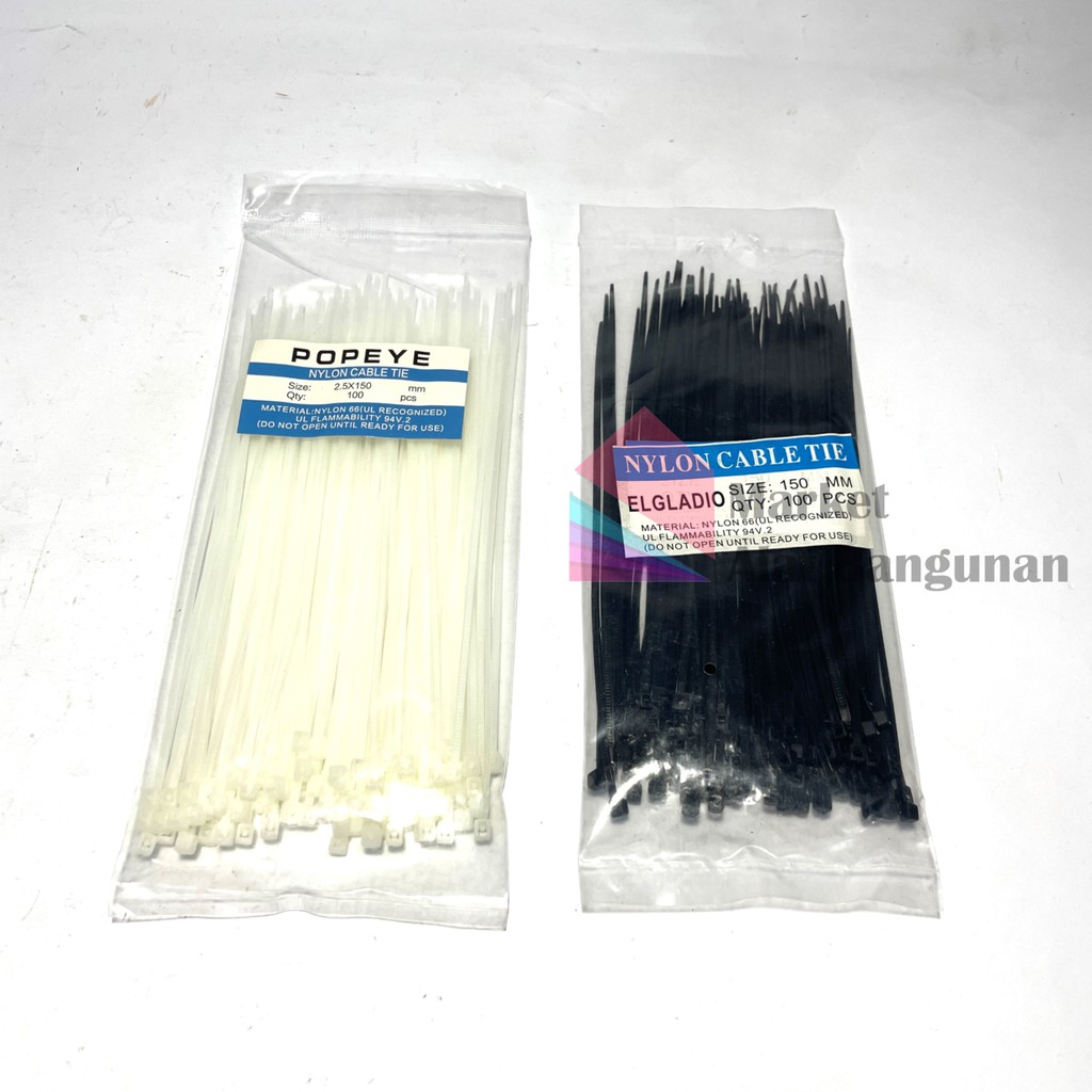 

Kabel Ties 150 mm 15 cm PUTIH & HITAM / Kabel Tie Tis Tish 150mm 15cm / Isi 100 PCS