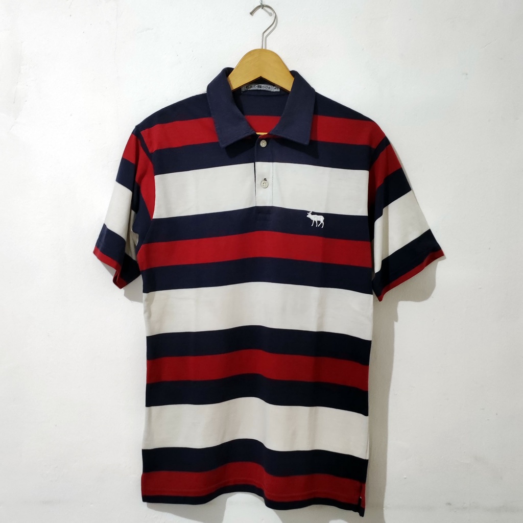 Kaos Polo Pria Club Soda Langka Stripe Salur 3 Warna
