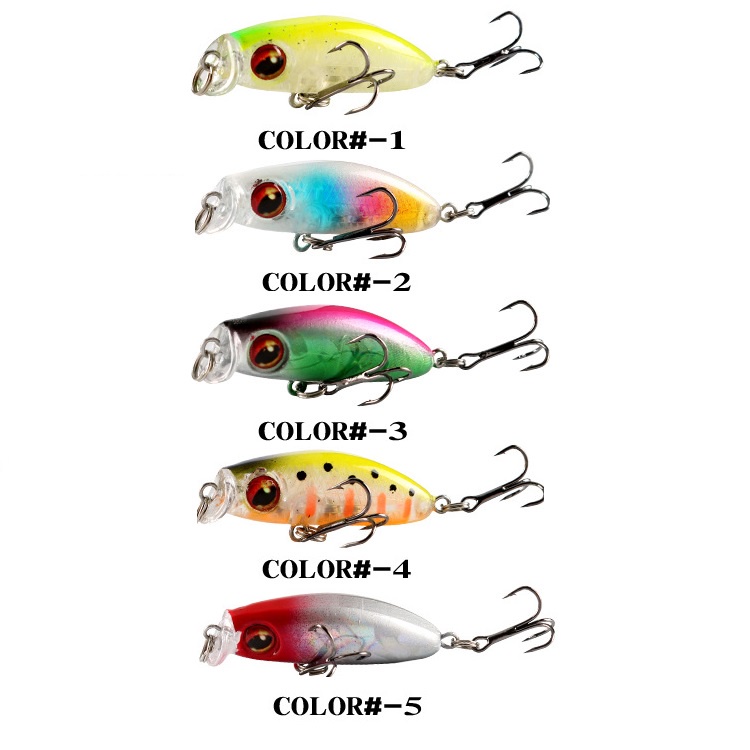 1Pcs Mini Popper Umpan Pancing Minnow 4.3cm 3.1g Fishing Lure Swimbait Bass Wobbler Kail Memancing Bait Crank Floating Tackle