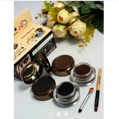 (BIG DISC) KISS BEAUTY 2IN1 24 HOURS - EYEBROW POWDER + MAGIC EYELINER GEL [TERMURAH]