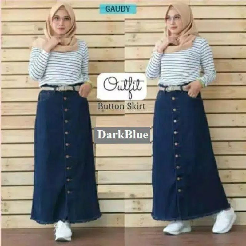 celana jeans wanita//rok jeans wanita kekinian//rok button