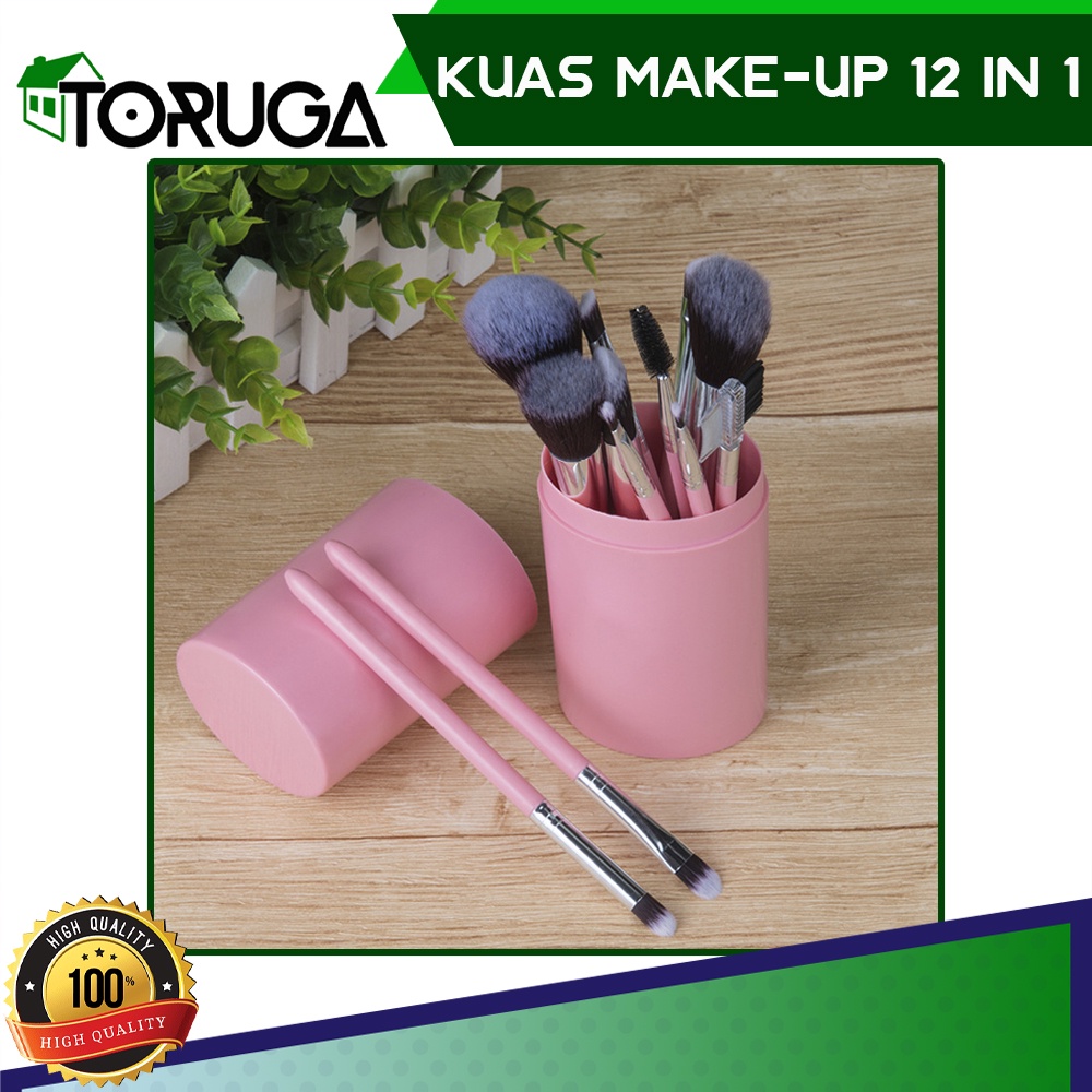 MAKE UP BRUSH SET 12 KUAS SET IN TUBE RIAS MAKEUP MASKER TABUNG