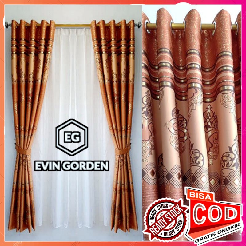 gorden jendela panjang printing batik model smokring lebar 120cm tinggi 230cm
