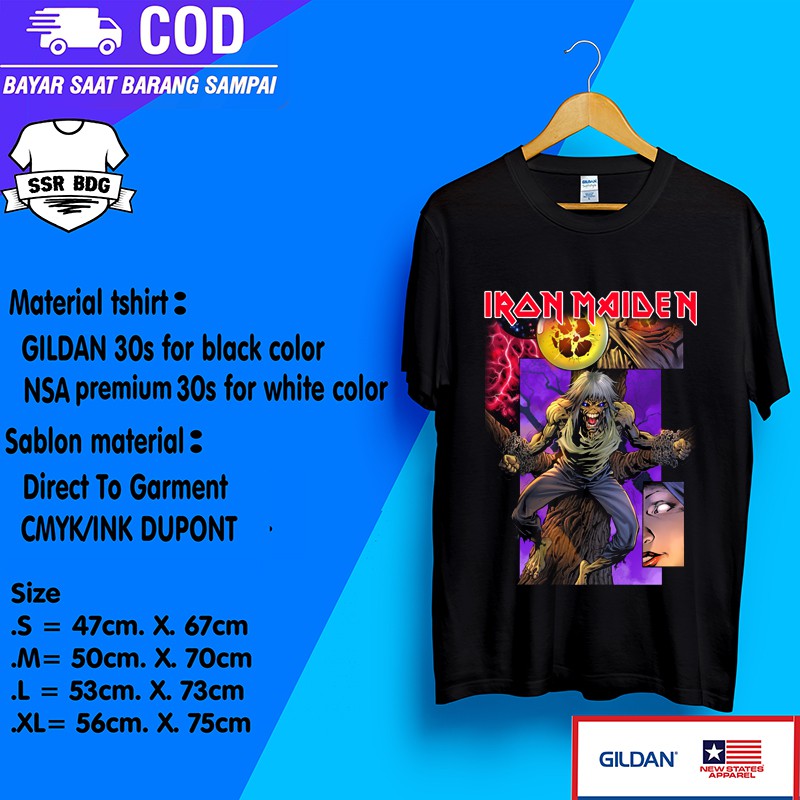 kaos iron maiden baju band distro metal rap tee pria wanita unisex bandung luar negri gildan
