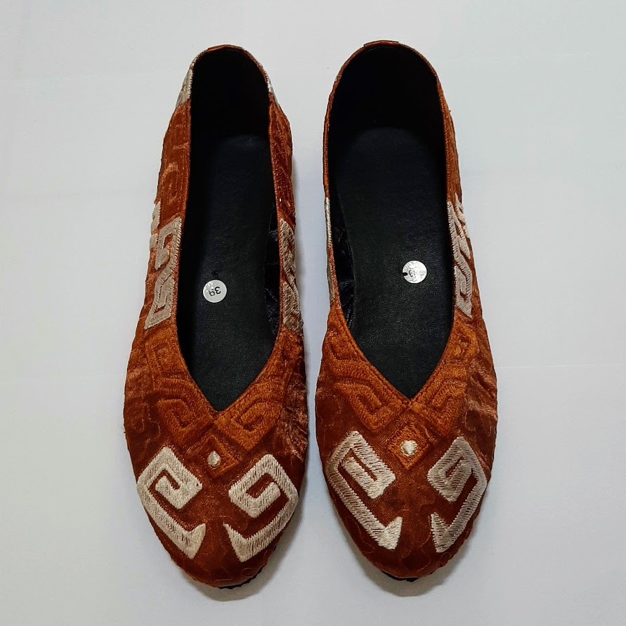 etnik fashion sepatu wanita flat slip on bordir terbaru murah g olive