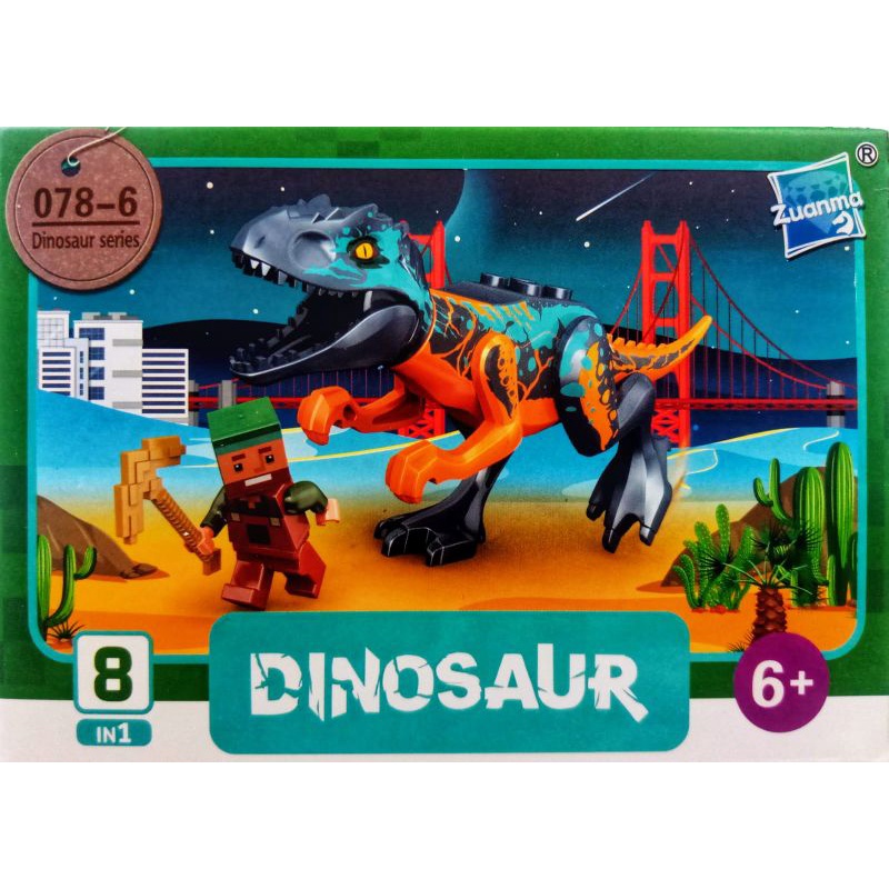 mainan anak lego mine craft world minicraft SATU PAKET ISI 3 KARAKTER FIGURE LQS 62101 mini craft minifigure block mini figure bricks dunia kotak square marvel naruto ninjago justice league avengers robot rangers dinosaurus tentara army soldier-Minecraft Dino 078-6