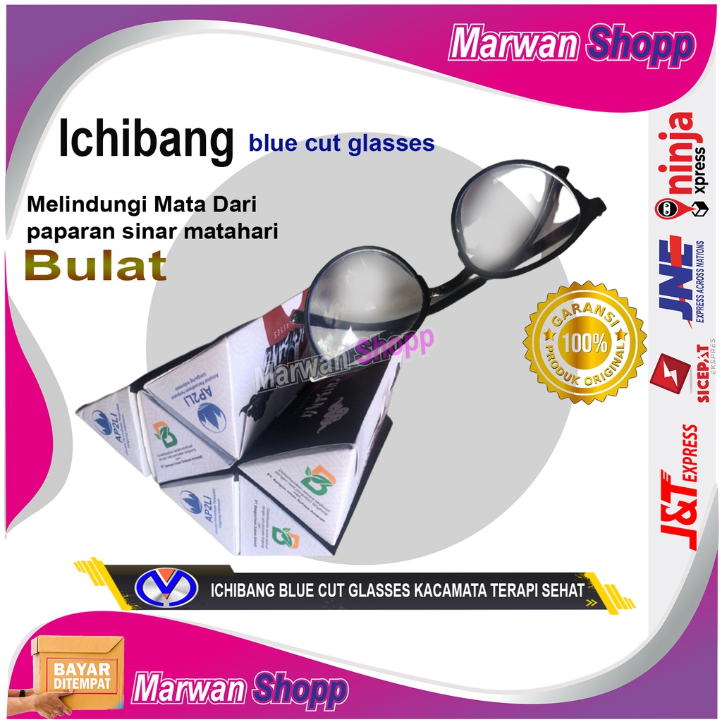 ICHIBANG BLUE CUT GLASSES bulat KACAMATA TERAPI SEHAT MARWAN SHOPP